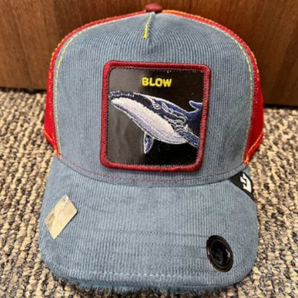 Goorin Bros Farm Trucker Baseball Snapback Hat Cap Whale Blow Hole Drug Jonah